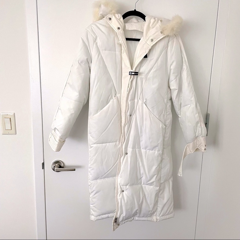 Beautiful women white utility puffer jacket